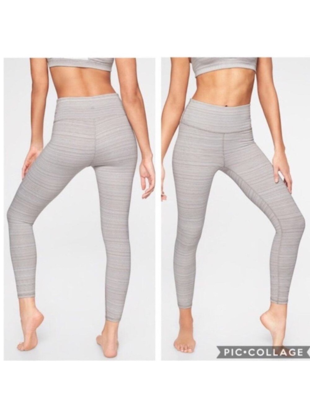 Athleta Jacquard Chaturanga 7/8 Leggings Gray Space Dye Yoga Workout Pants Small